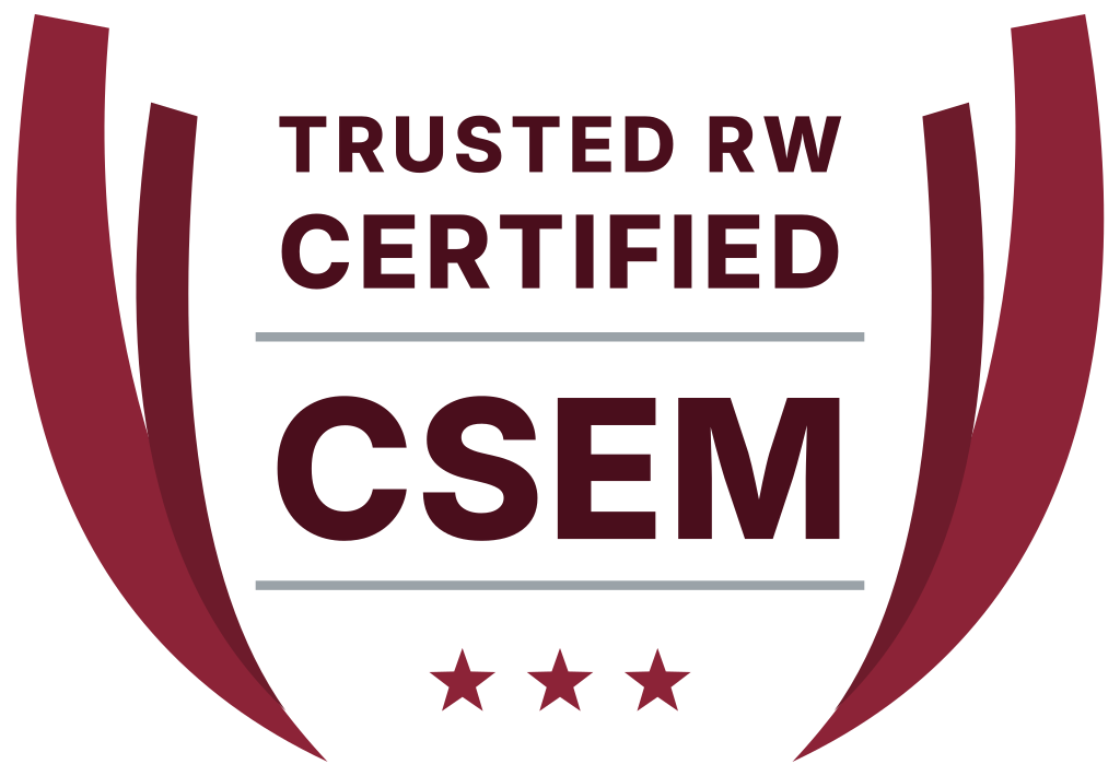 CSEM badge – Certified Service Excellence Manager, certified by Trusted Rw